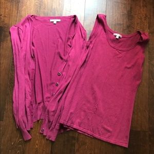 CAbi Wine Red tank and cardigan set